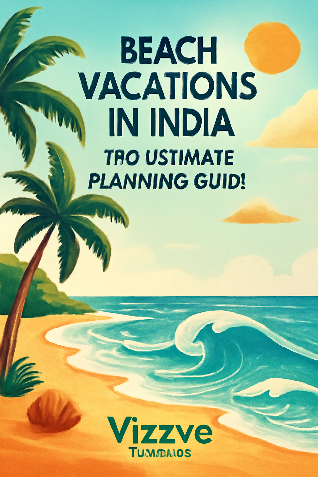 "Serene beach in Goa with palm trees and golden sand under a blue sky"